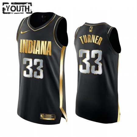 Maillot Basket Indiana Pacers Myles Turner 33 2020-21 Noir Golden Edition Swingman - Enfant